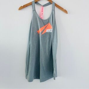 Nike Gray Neon Orange Racerback Tank Top - Elastika Training Mango Racerback